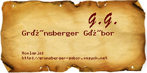 Grünsberger Gábor névjegykártya
